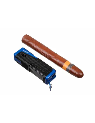 Зажигалка сигарная Honest, четверное пламя, с пробойником и сигарным ложементом, синяя