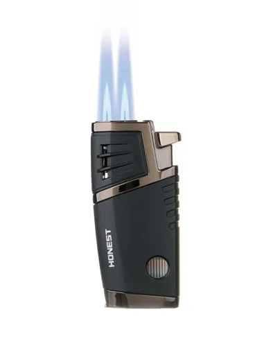 Зажигалка сигарная Honest, двойное пламя, с пробойником, чёрная