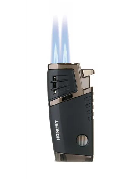 Зажигалка сигарная Honest, двойное пламя, с пробойником, чёрная