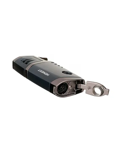 Зажигалка сигарная Honest, двойное пламя, с пробойником, чёрная