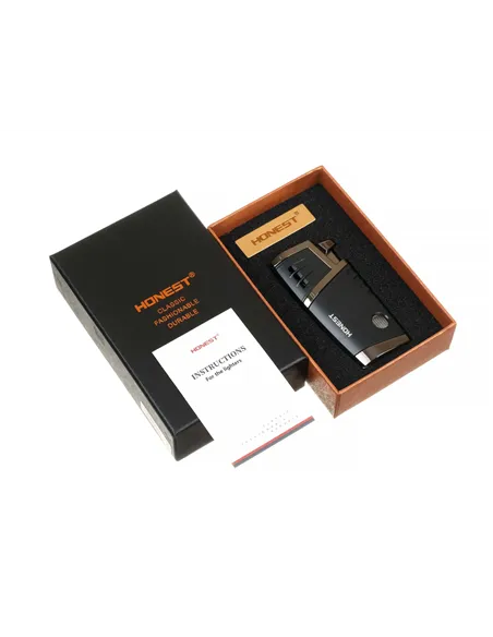 Зажигалка сигарная Honest, двойное пламя, с пробойником, чёрная