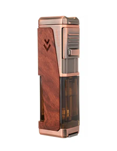 Зажигалка сигарная Honest, четверное пламя, с пробойником и сигарным ложементом, бронза с деревом