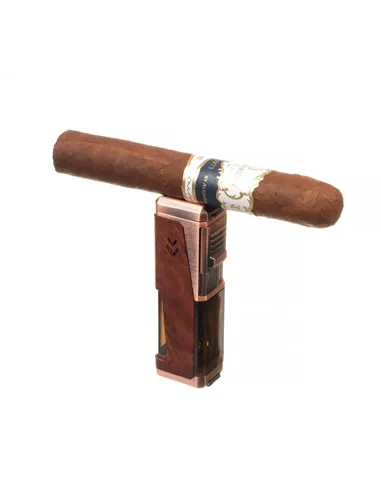 Зажигалка сигарная Honest, четверное пламя, с пробойником и сигарным ложементом, бронза с деревом