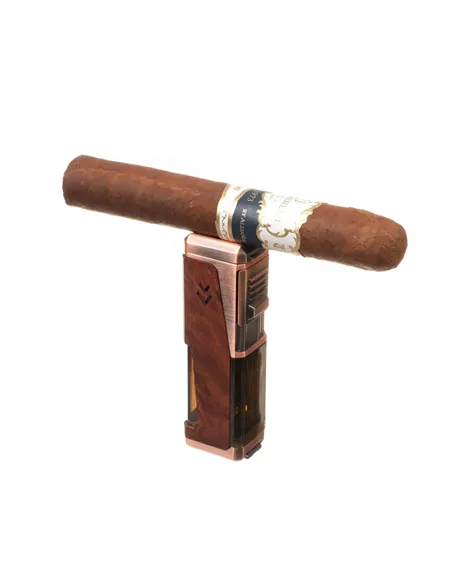 Зажигалка сигарная Honest, четверное пламя, с пробойником и сигарным ложементом, бронза с деревом