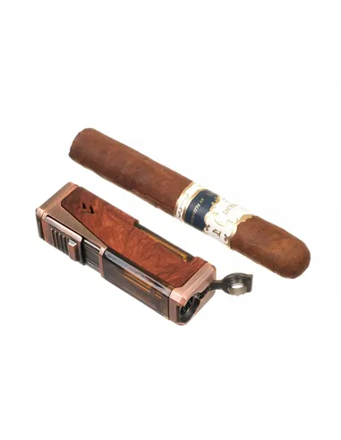 Зажигалка сигарная Honest, четверное пламя, с пробойником и сигарным ложементом, бронза с деревом