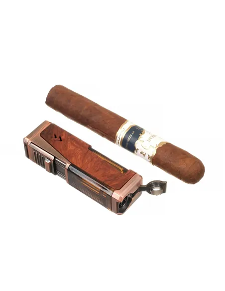 Зажигалка сигарная Honest, четверное пламя, с пробойником и сигарным ложементом, бронза с деревом