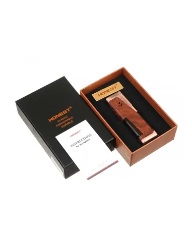 Зажигалка сигарная Honest, четверное пламя, с пробойником и сигарным ложементом, бронза с деревом