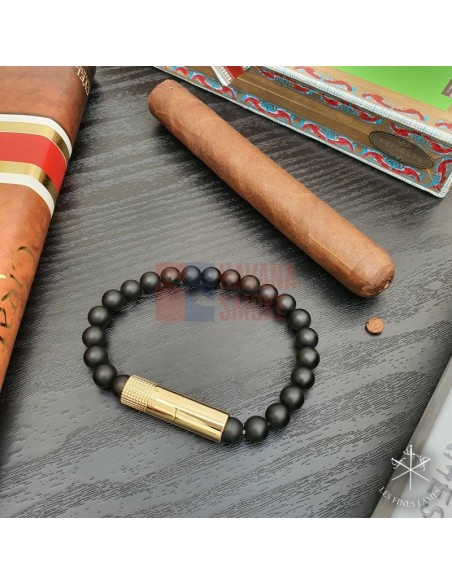 PUNCH BRACELET - Gold Matte Black Onyx - купить в интернет-магазине Havana Smoke
