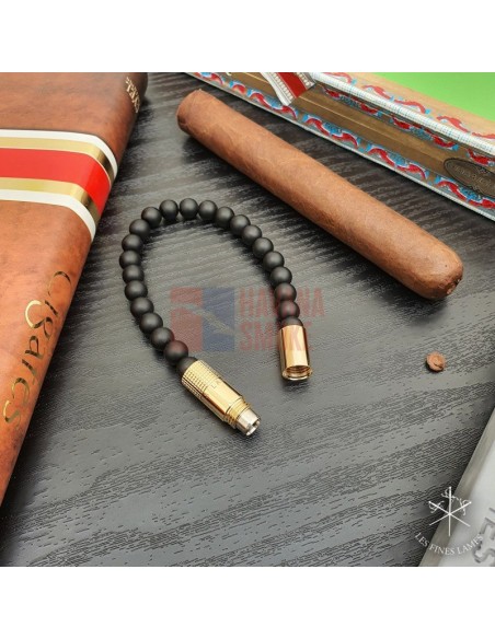 PUNCH BRACELET - Gold Matte Black Onyx - купить в интернет-магазине Havana Smoke