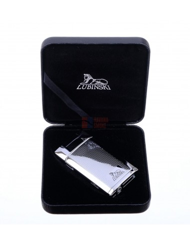 Зажигалка Lubinski Турин турбо с пробойником, серебристая в рубчик - купить в интернет-магазине Havana Smoke