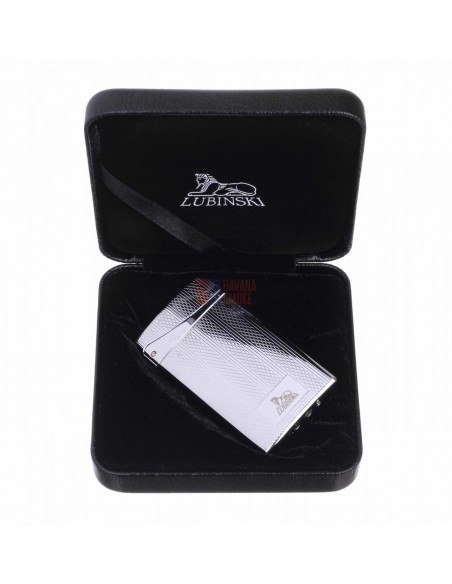 Зажигалка Lubinski Флоренция, плоская, турбо, серебристая в рубчик - купить в интернет-магазине Havana Smoke