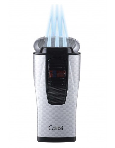 Зажигалка сигарная Colibri Monaco (тройное пламя), серебристый карбон - купить в интернет-магазине Havana Smoke