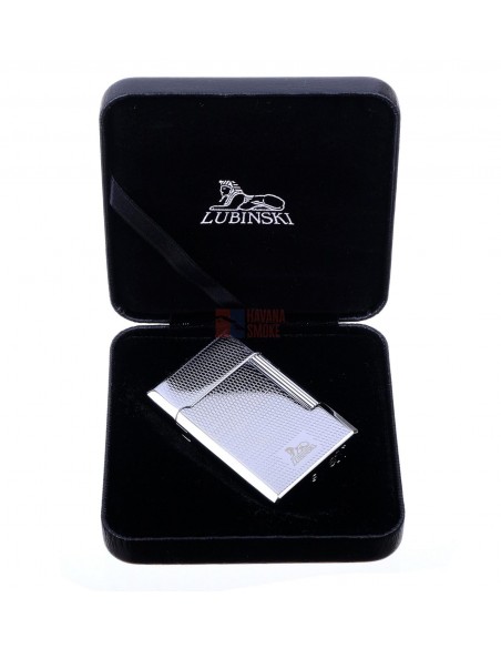 Зажигалка трубочная Lubinski Сполето, кремневая, серебристая в рубчик - купить в интернет-магазине Havana Smoke