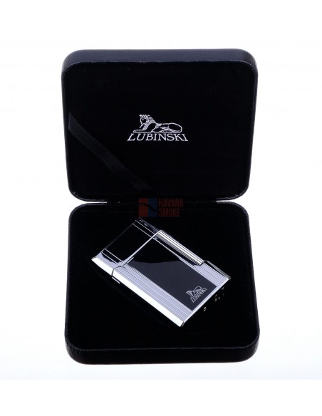 Зажигалка трубочная Lubinski Сполето, кремневая, серебристая с черной полосой - купить в интернет-магазине Havana Smoke