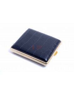 Портсигар Stoll на 18 сигарет, натуральная кожа, Синий крокодил - купить в интернет-магазине Havana Smoke