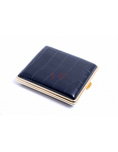 Портсигар Stoll на 18 сигарет, натуральная кожа, Синий крокодил - купить в интернет-магазине Havana Smoke