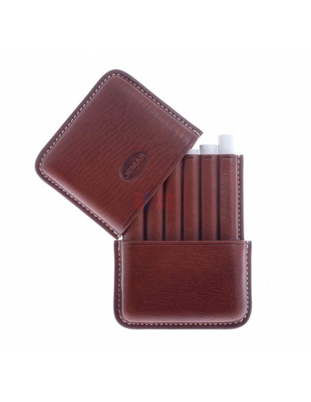 Сигаретница Jemar на 6 штук, натуральная кожа, коричневая (Испания) - купить в интернет-магазине Havana Smoke