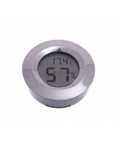 Термо-Гигрометр цифровой круглый, серебро - купить в интернет-магазине Havana Smoke