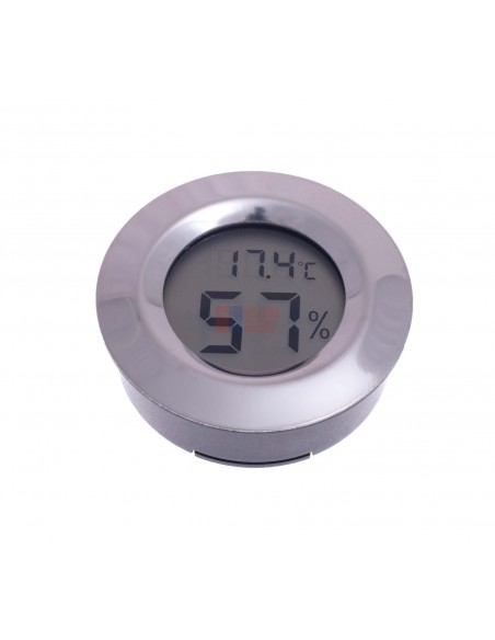 Термо-Гигрометр цифровой круглый, серебро - купить в интернет-магазине Havana Smoke