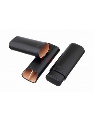 Чехол P&A на 2 сигары Робусто Черный, натуральная кожа и кедр - купить в интернет-магазине Havana Smoke