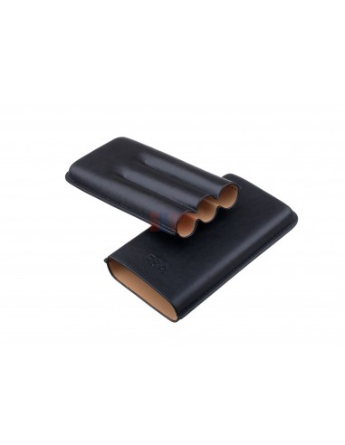 Чехол P&A на 3 сигары Cohiba Behike 56 (диаметром до 24 мм), кожа, черный - купить в интернет-магазине Havana Smoke
