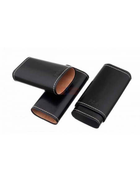 Чехол P&A на 3 сигары Черчилль Черный, натуральная кожа и кедр - купить в интернет-магазине Havana Smoke