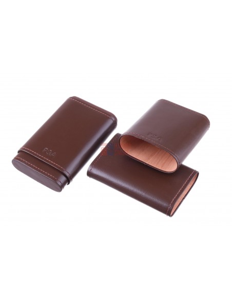 Чехол P&A на 4 сигары Робусто, натуральная кожа и кедр S202-Brown - купить в интернет-магазине Havana Smoke