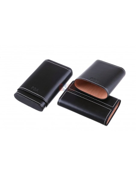 Чехол P&A на 4 сигары Робусто, натуральная кожа и кедр S202 Black - купить в интернет-магазине Havana Smoke