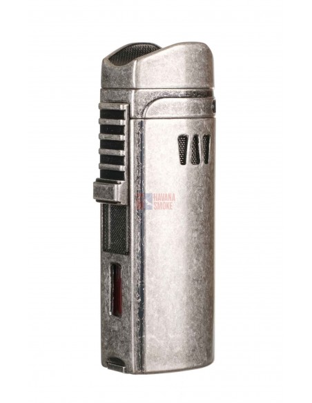 Зажигалка сигарная Passatore, тройное пламя, с пробойником и сигарным ложементом, серебристый антик 234-552 - купить в интернет-магазине Havana Smoke