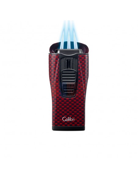 Зажигалка сигарная Colibri Monaco (тройное пламя), красный карбон LI880T12 - купить в интернет-магазине Havana Smoke