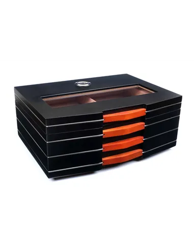 Хьюмидор Lubinski на 70 сигар со стеклом, Черный лак Q241