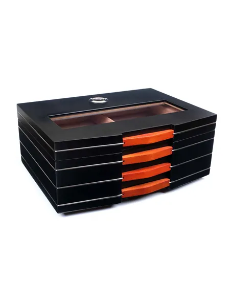 Хьюмидор Lubinski на 70 сигар со стеклом, Черный лак Q241