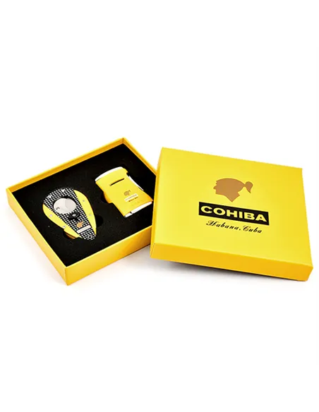 Подарочный набор - зажигалка+гильотина - Cohiba & Xikar