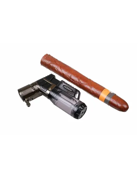 Зажигалка сигарная Honest, тройное пламя, черная