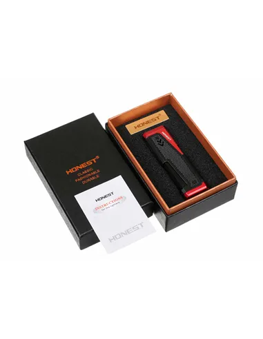 Зажигалка сигарная Honest, четверное пламя, с пробойником и сигарным ложементом, красная