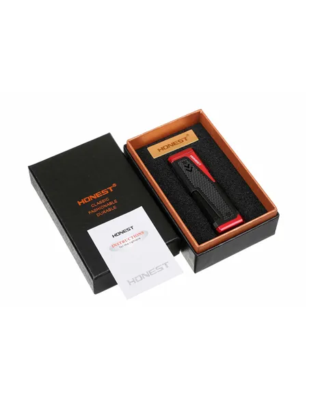 Зажигалка сигарная Honest, четверное пламя, с пробойником и сигарным ложементом, красная