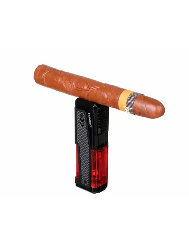 Зажигалка сигарная Honest, четверное пламя, с пробойником и сигарным ложементом, красная