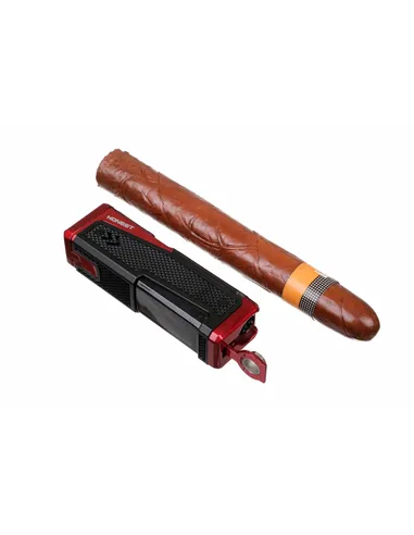 Зажигалка сигарная Honest, четверное пламя, с пробойником и сигарным ложементом, красная