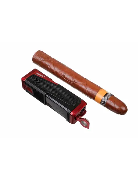 Зажигалка сигарная Honest, четверное пламя, с пробойником и сигарным ложементом, красная