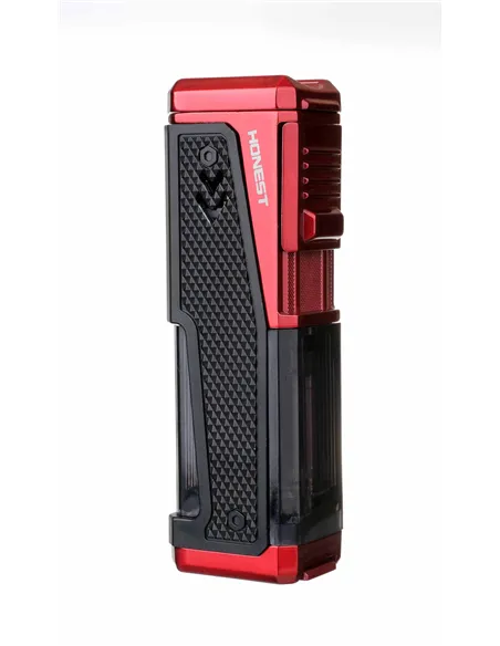 Зажигалка сигарная Honest, четверное пламя, с пробойником и сигарным ложементом, красная