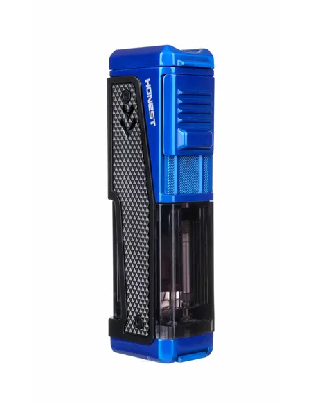 Зажигалка сигарная Honest, четверное пламя, с пробойником и сигарным ложементом, синяя