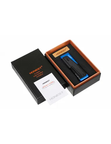 Зажигалка сигарная Honest, четверное пламя, с пробойником и сигарным ложементом, синяя