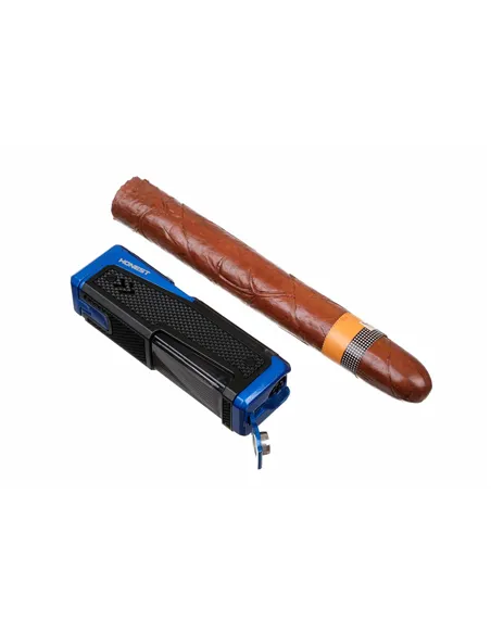 Зажигалка сигарная Honest, четверное пламя, с пробойником и сигарным ложементом, синяя