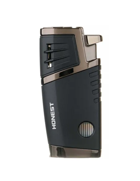 Зажигалка сигарная Honest, двойное пламя, с пробойником, чёрная