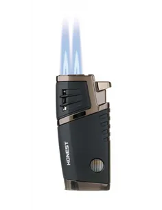 Зажигалка сигарная Honest, двойное пламя, с пробойником, чёрная 2