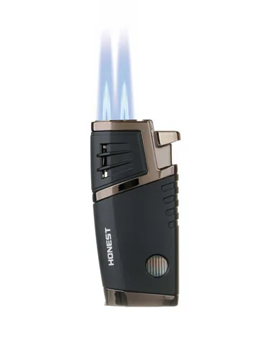 Зажигалка сигарная Honest, двойное пламя, с пробойником, чёрная