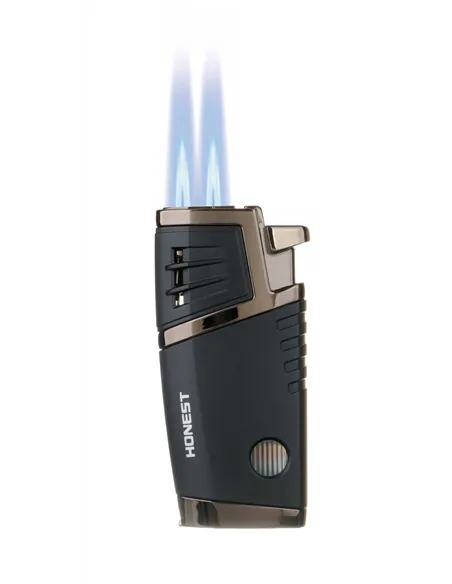 Зажигалка сигарная Honest, двойное пламя, с пробойником, чёрная