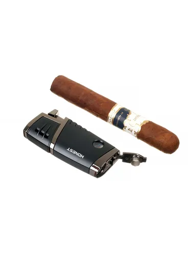 Зажигалка сигарная Honest, двойное пламя, с пробойником, чёрная