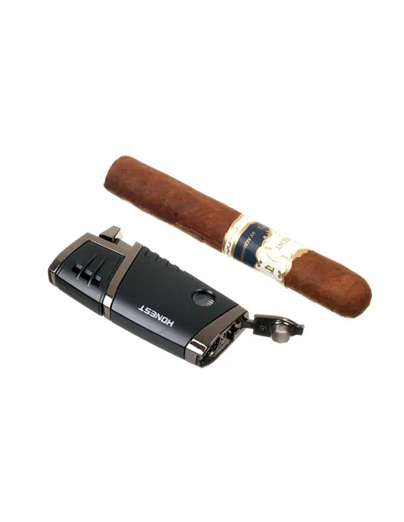 Зажигалка сигарная Honest, двойное пламя, с пробойником, чёрная