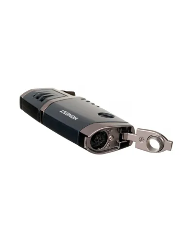 Зажигалка сигарная Honest, двойное пламя, с пробойником, чёрная